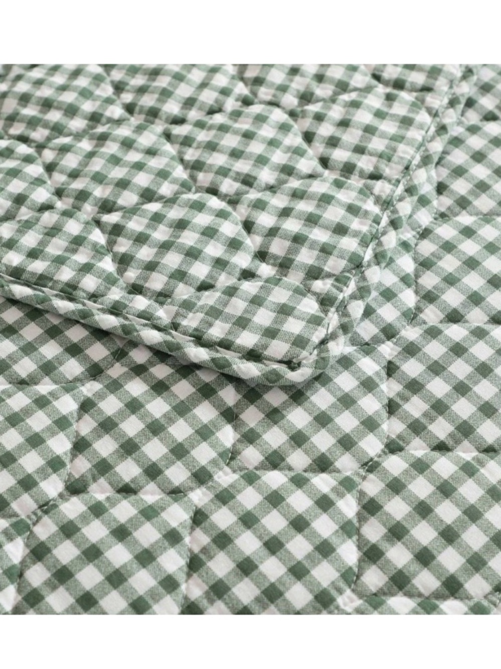 Laura Ashley 3pc Full/Queen Gracies Gingham Green Quilt Set ~ Charming Cottage